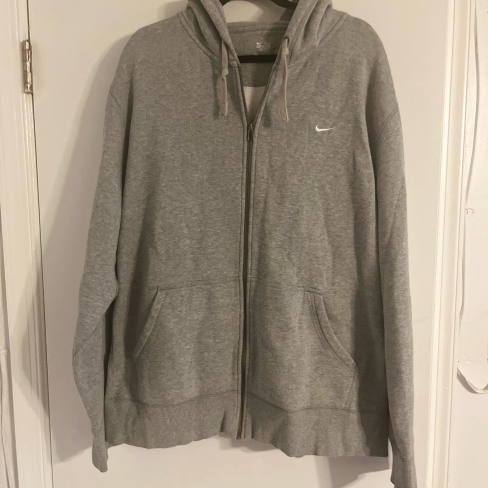NIKE Gray Full Zip Hoodie, Size: 3XL